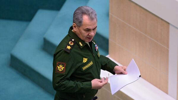 Министр обороны РФ Сергей Шойгу на заседании Совета Федерации РФ - Sputnik Latvija