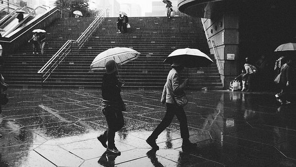 Люди с зонтиками под дождем - Sputnik Latvija