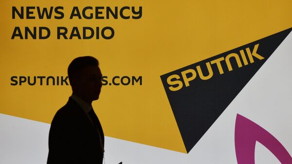 Starptautiskās informācijas aģentūras un  radio  Sputnik stends - Sputnik Latvija