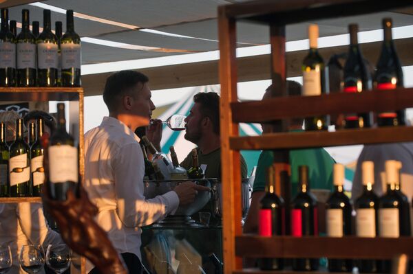 Посетители винно-гастрономического фестиваля In Vino Veritas в Коктебеле Посетители винно-гастрономического фестиваля In Vino Veritas в Коктебеле - Sputnik Латвия