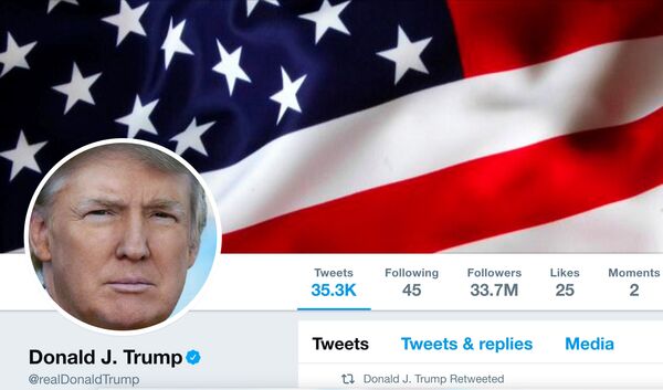Аккаунт президента США Дональда Трампа в Twitter Аккаунт президента США Дональда Трампа в Twitter - Sputnik Латвия