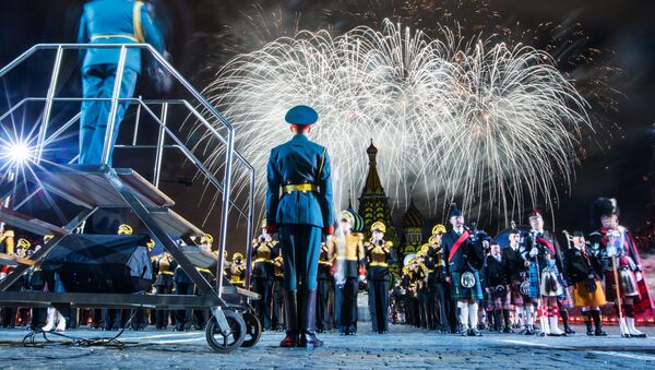 Церемония открытия X Международного военно-музыкального фестиваля Спасская башня - Sputnik Латвия