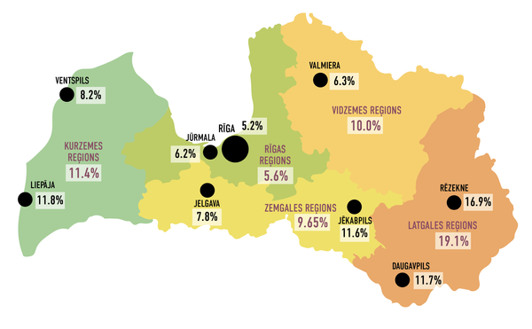 Reģistrētais bezdarba līmenis Latvijā 2016. gada 31. janvārī Reģistrētais bezdarba līmenis Latvijā 2016. gada 31. janvārī - Sputnik Latvija