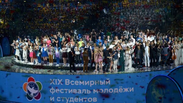 Церемония открытия XIX Всемирного фестиваля молодёжи и студентов - Sputnik Латвия