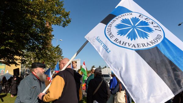 Пикет Эстонской консервативной народной партии (EKRE) против иммиграционной политики канцлера Германии Ангелы Меркель - Sputnik Латвия