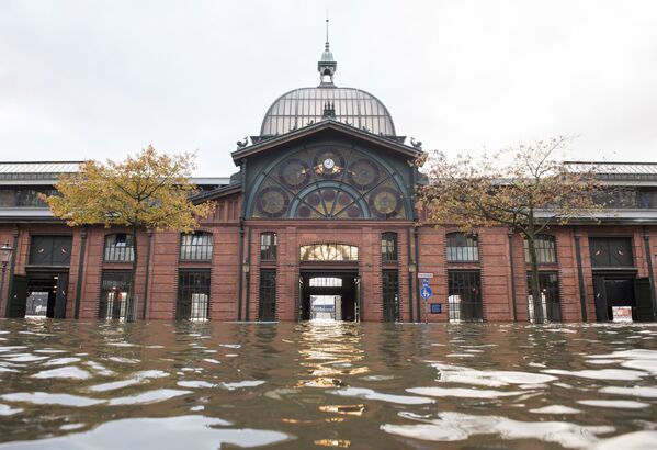 Затопленная улица напротив рынка в Германии - Sputnik Латвия