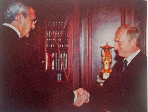 Встреча Яниса Юрканса с Владимиром Путиным Встреча Яниса Юрканса с Владимиром Путиным - Sputnik Латвия