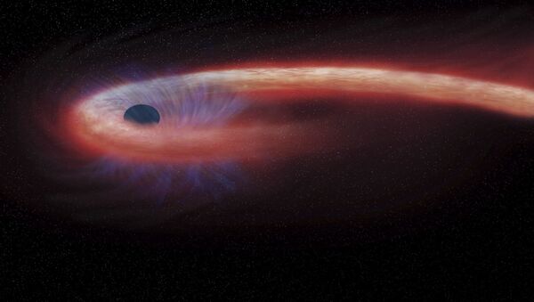 Художественное изображение черной дыры в созвездии Девы, поглощающей рекордные количества материи - Sputnik Латвия