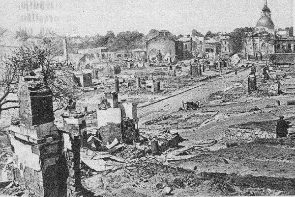 Лудза после крупнейшего пожара в истории Латвии, 1938 г Лудза после крупнейшего пожара в истории Латвии, 1938 г - Sputnik Латвия