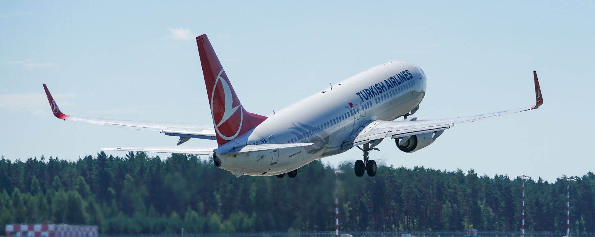 Самолет Boeing 737 авиакомпании Turkish Airlines взлетает из аэропорта Рига - Sputnik Латвия, 1920, 09.11.2021